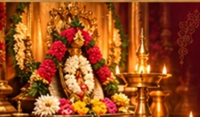 Sacred Rituals Altar with Glowing Deepams